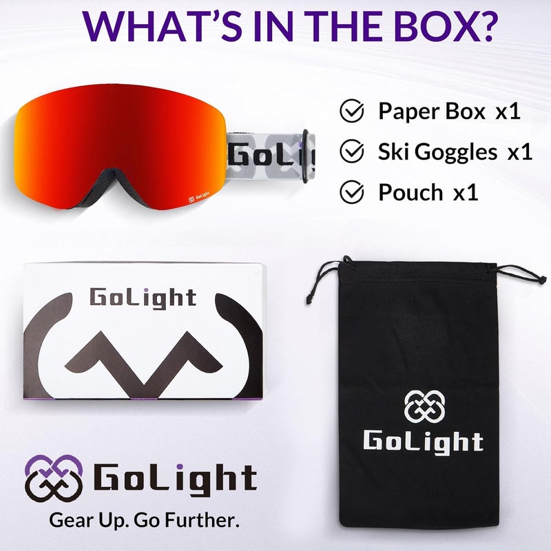 Golight XL Frameless Ski Goggles – OTG Snowboard Goggles with Anti-Fog Lens, UV400 REVO Mirror Protection for Men & Women - Image 3